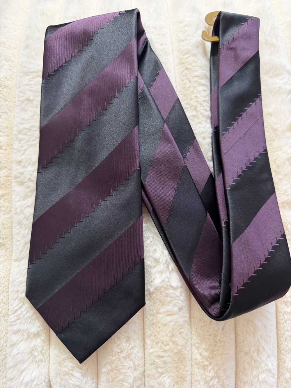 Zegna - Silk Men's Black & Purple Stripe Tie